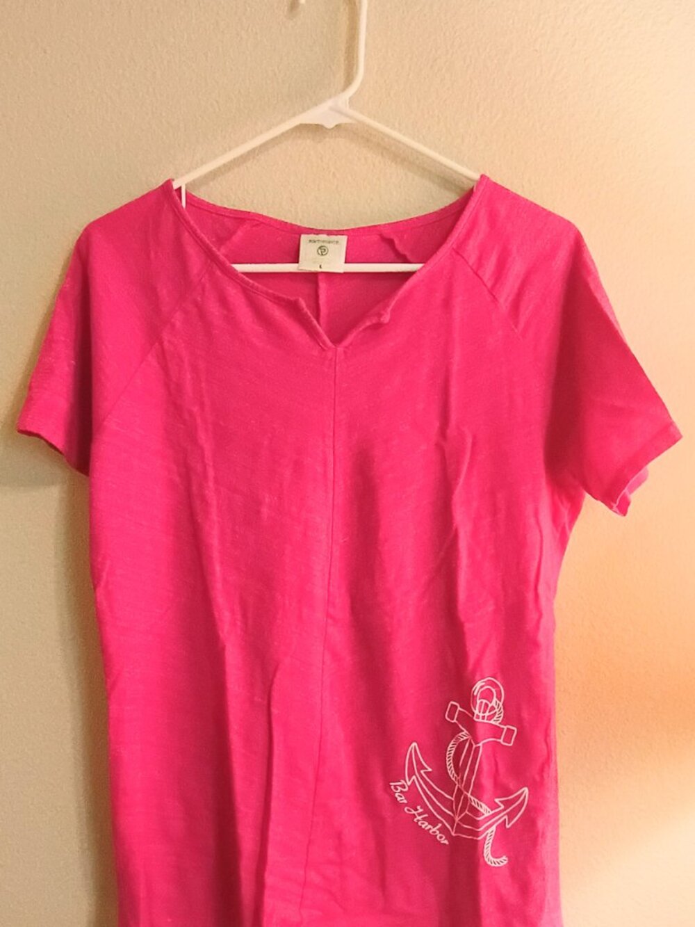 South Pointe Pink Anchor Tee Nautical Graphic Top Women’s Large Casual - Picture 2 of 10